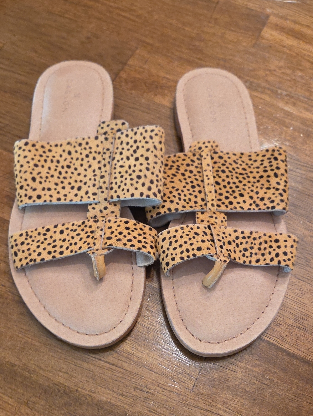 Caslon Tan Cheetah-Print Slide Sandals